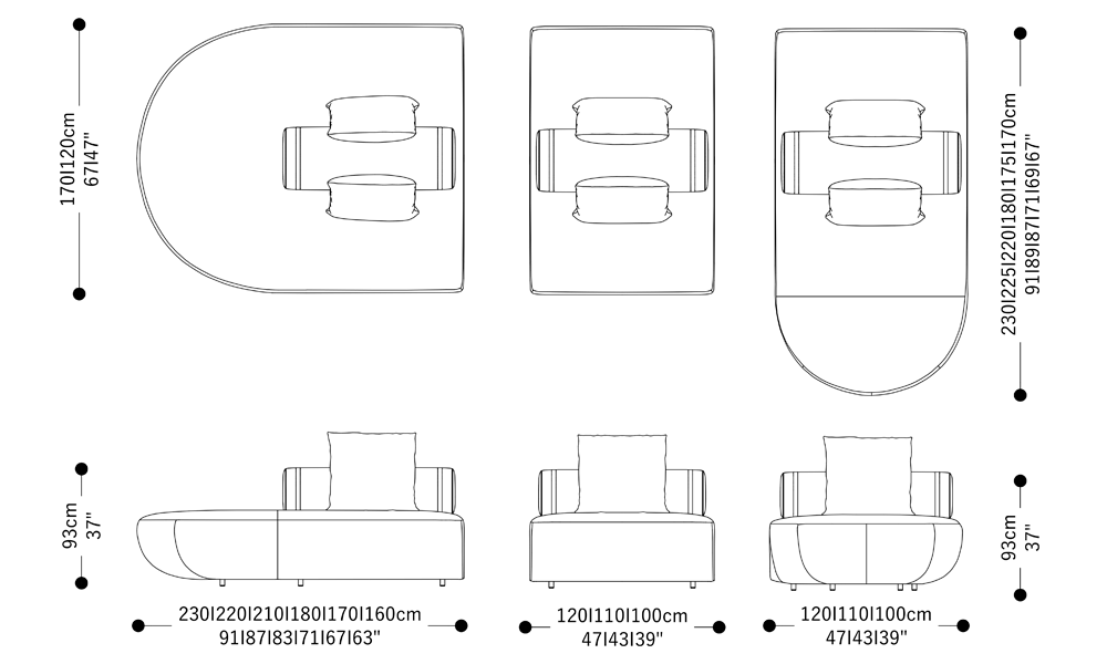 Image of the complete dimensions of the product
